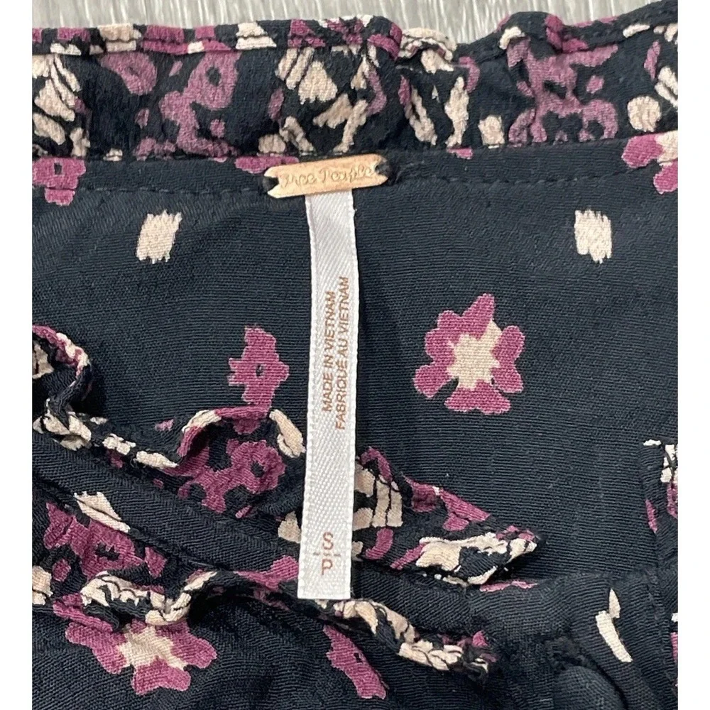 Free‎ People Women Midi Dress Black Floral Calico Skies Cottagecore Boho Sz S